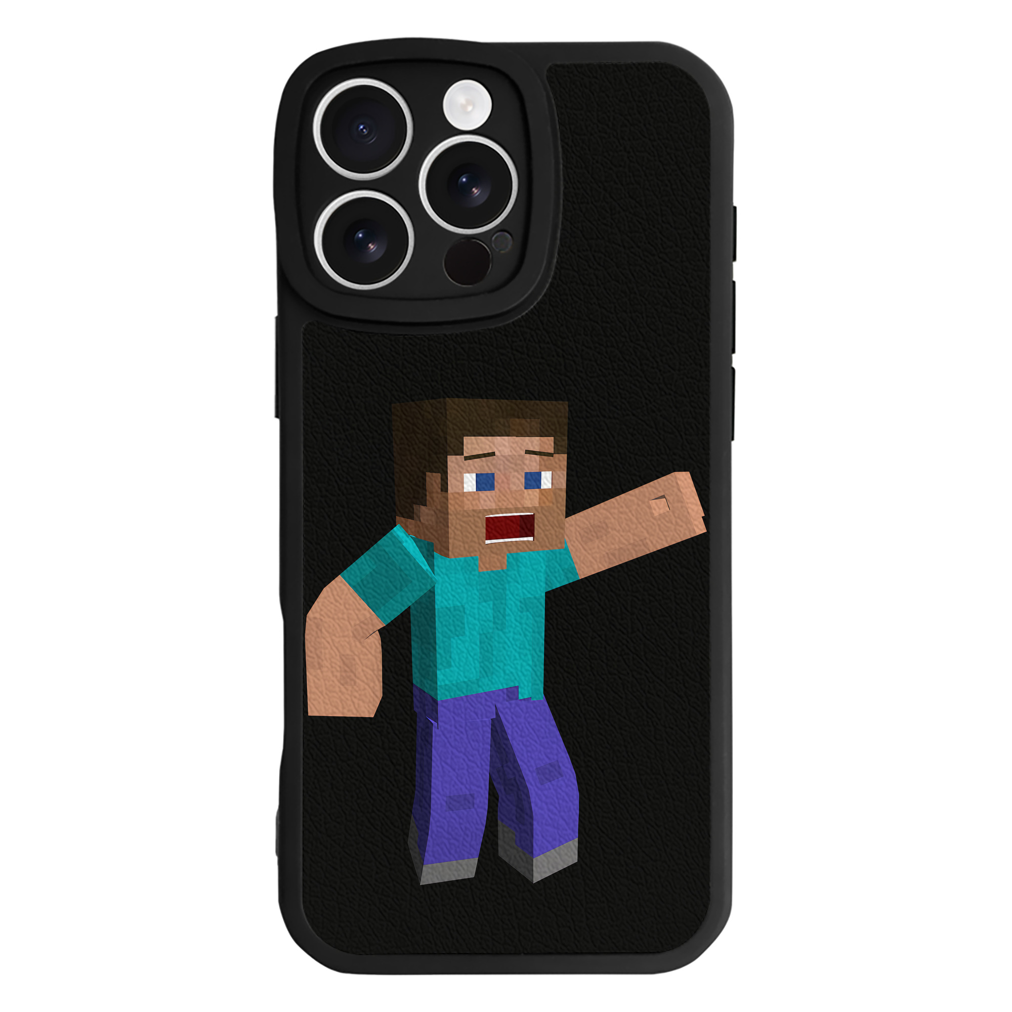 （画像用） マインクラフト ブロックの世界 Minecraft MC Block world 【iPhone 16シリーズ対応】シリコンスマホケース（レザー調） 材質：シリコン